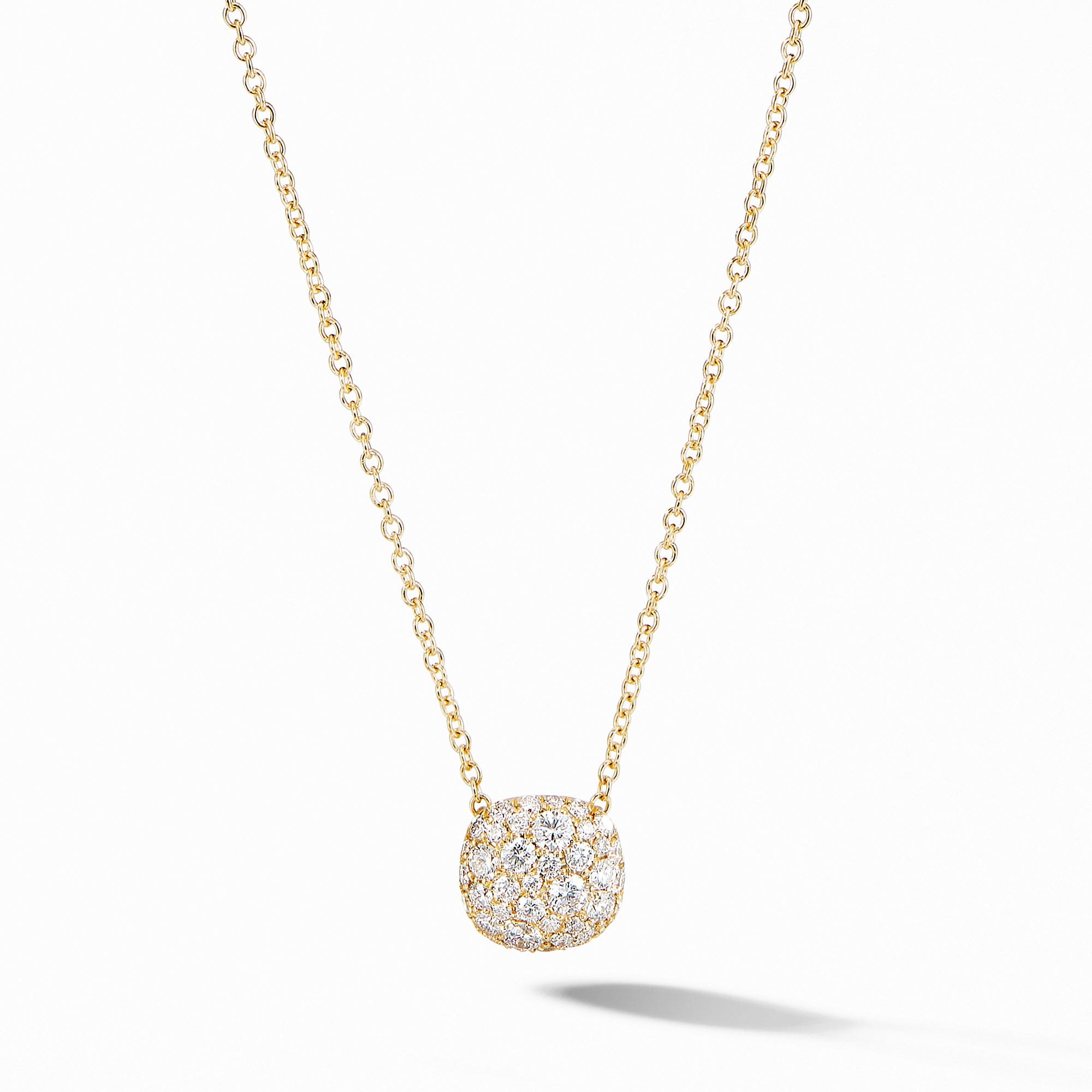 David Yurman Cushion Stud Pendant Necklace in 18K Yellow Gold with Pavé Diamonds
