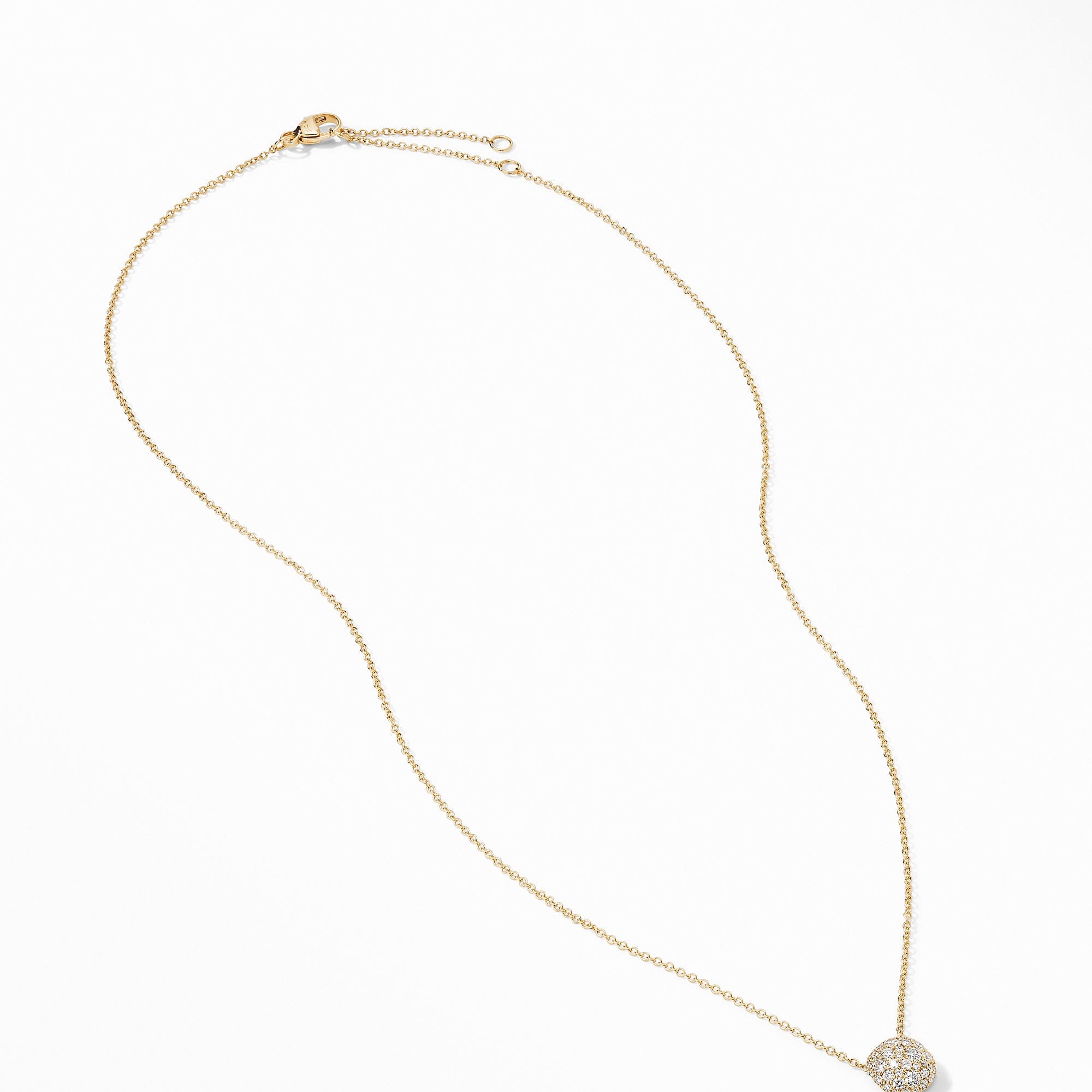 David Yurman Cushion Stud Pendant Necklace in 18K Yellow Gold with Pavé Diamonds