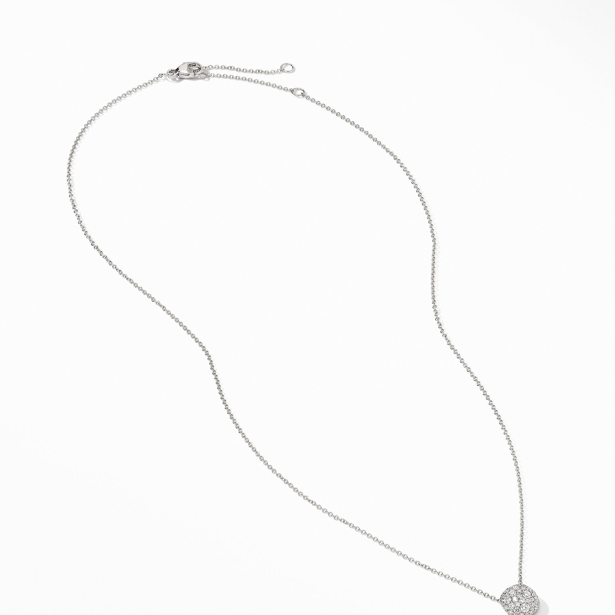 David Yurman Cushion Stud Pendant Necklace in 18K White Gold with Pavé Diamonds