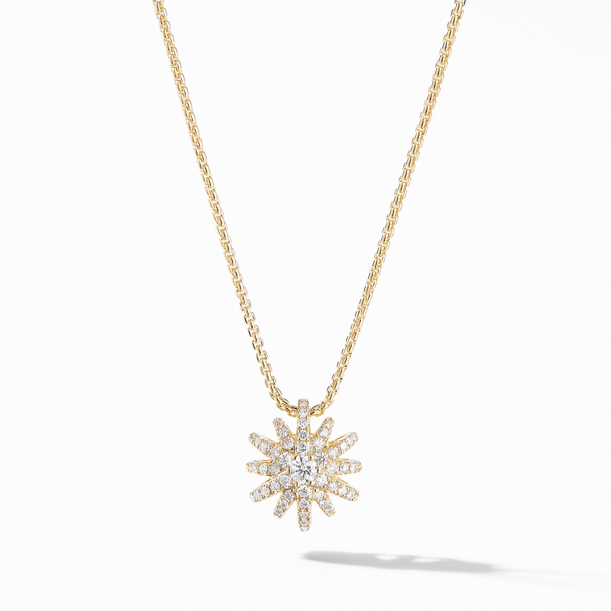 David Yurman Starburst Pendant Necklace in 18K Yellow Gold with Pavé Diamonds, 17" Length