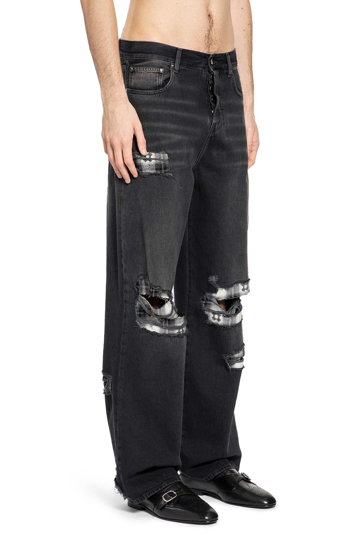 AMIRI Flannel Repair Baggy Jeans