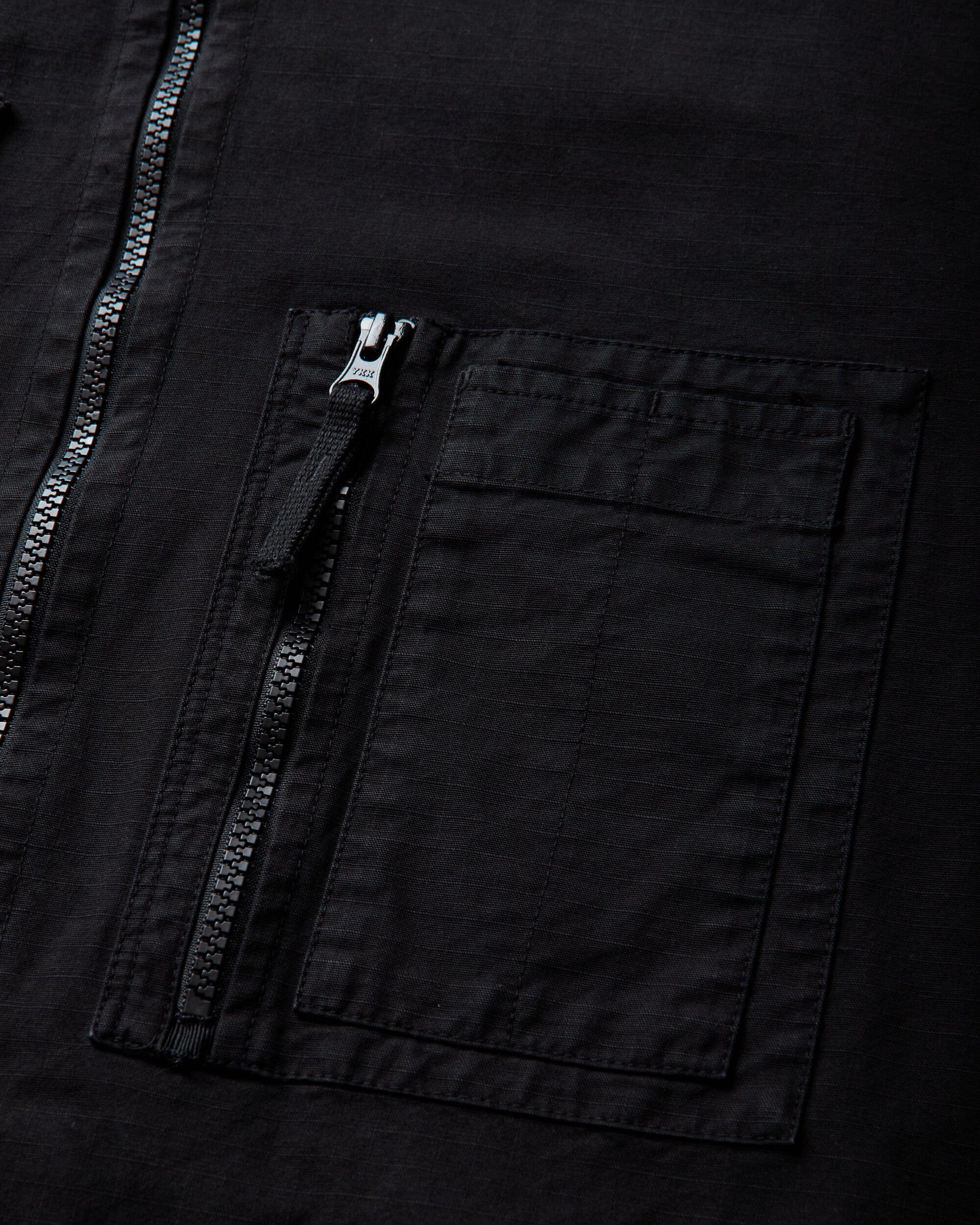 Stone Island Men's Organic Cotton Ripstop Hooded Overshirt Black