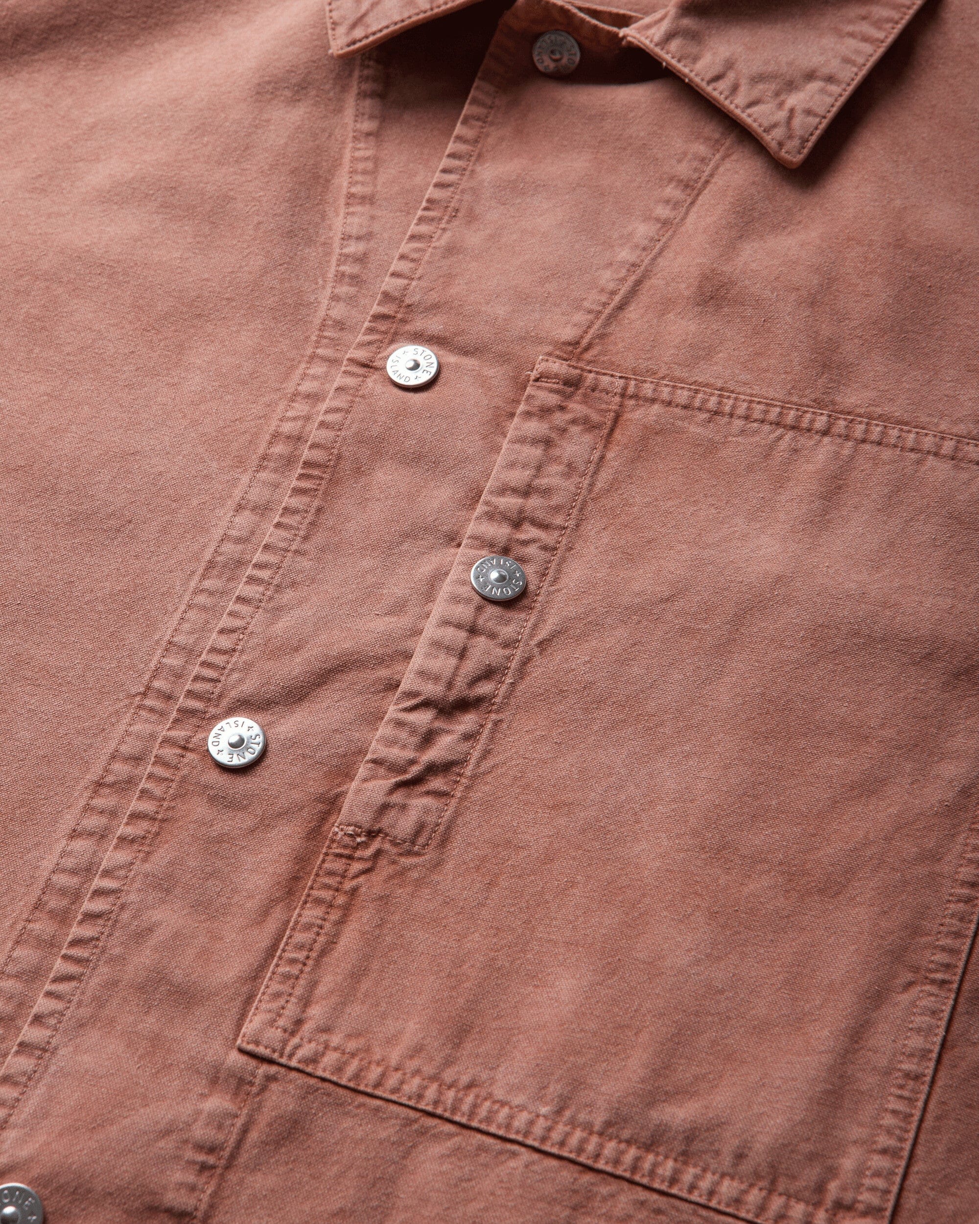 Stone Island Men's Mineral Dyed Panama Cotton Overshirt Brick Red