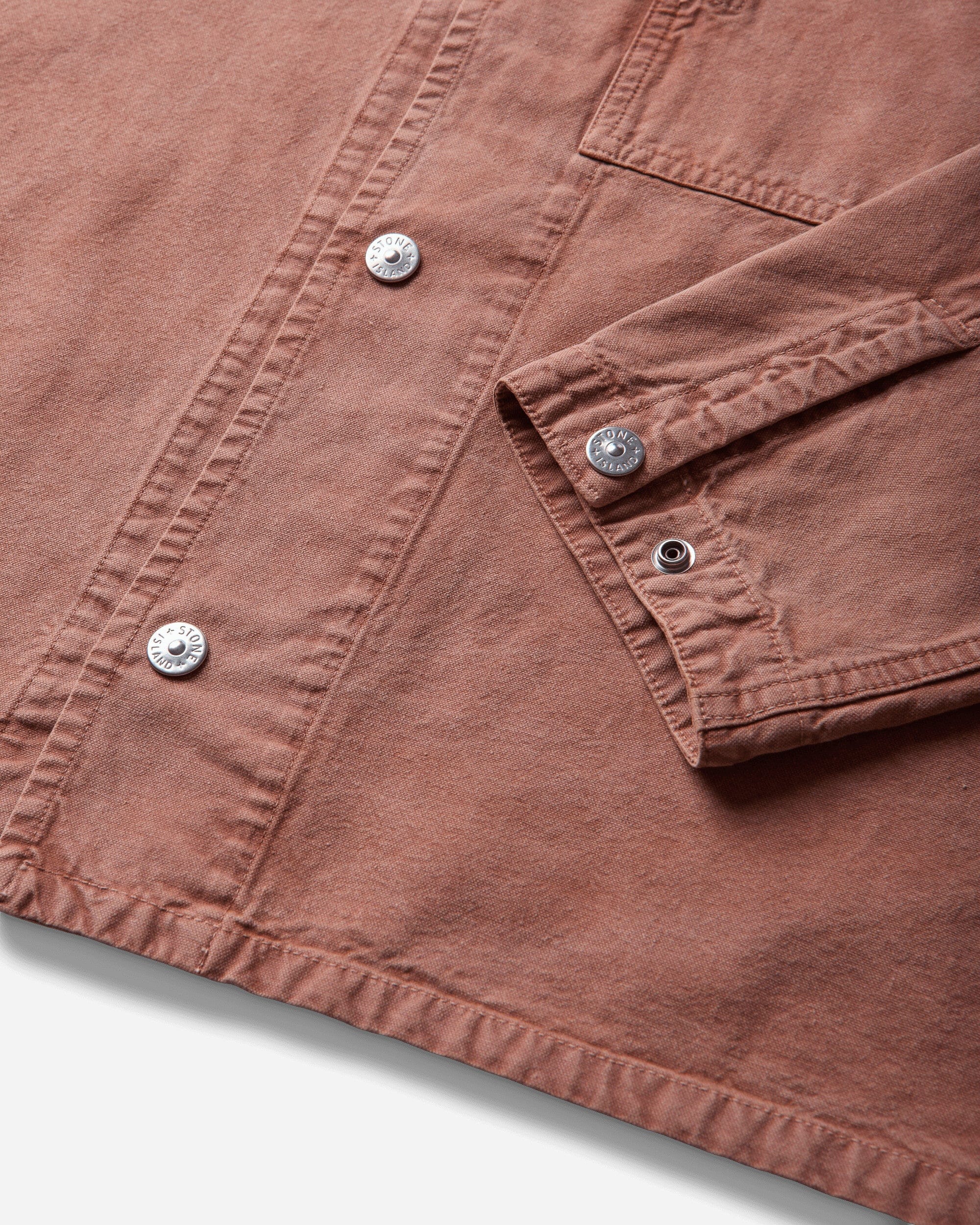 Stone Island Men's Mineral Dyed Panama Cotton Overshirt Brick Red