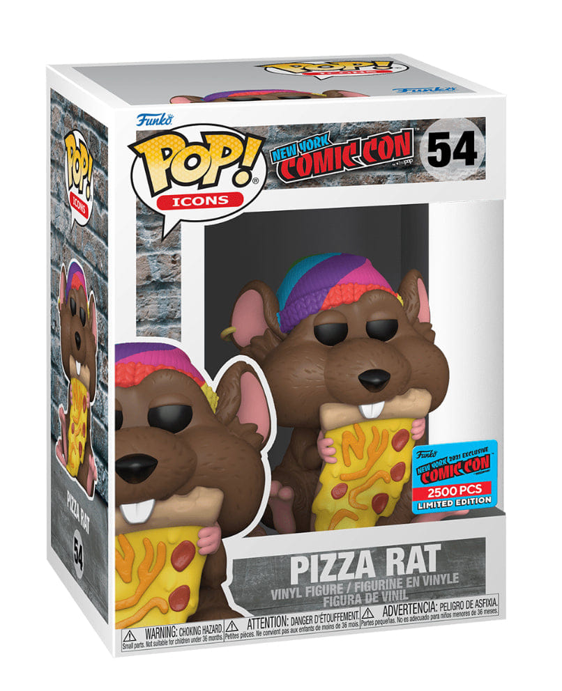 Funko Pop! Pizza Rat Brown Fur, Purple Hat, Icons 54 - 2021 NYCC Exclusive /2500 made Vinyl Figure in PopShield Protector