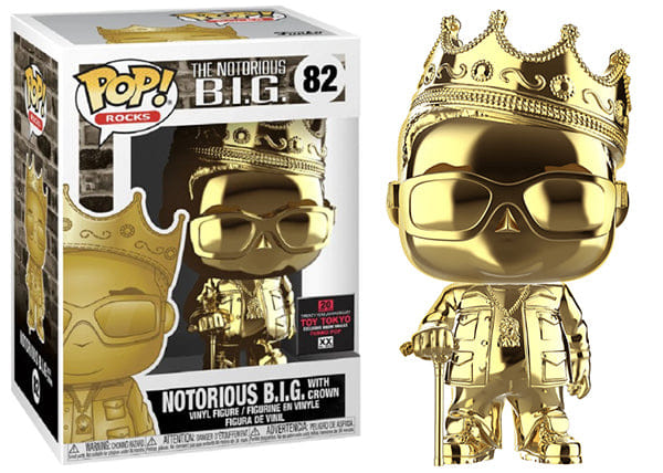 Funko Pop! Notorious B.I.G. w/ Crown Gold 82 - 2020 Toy Tokyo Exclusive Vinyl Figure in PopShield Protector