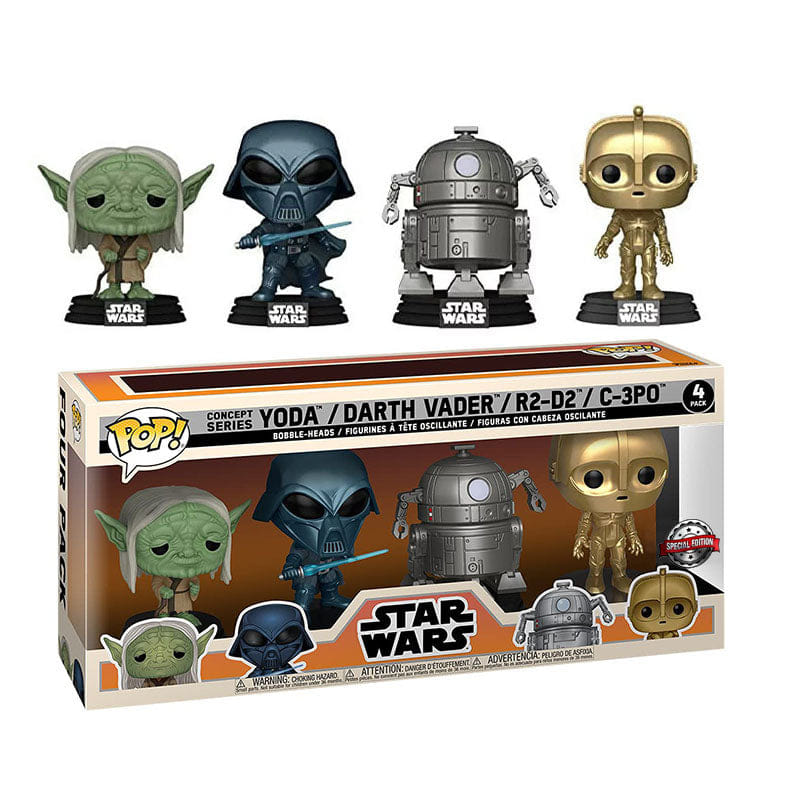 Funko Pop! Star Wars Concept Series 4 - Pack Yoda, Darth Vader, R2 - D2, C - 3PO - Special Edition Exclusive Vinyl Figure