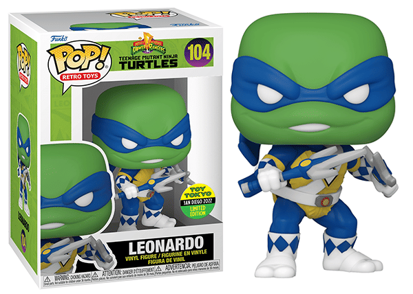 Funko Pop! Leonardo Retro Toys, Teenage Mutant Ninja Turtles/ Power Rangers 104 - 2022 Toy Tokyo/ SDCC Exclusive Vinyl Figure in PopShield Protector