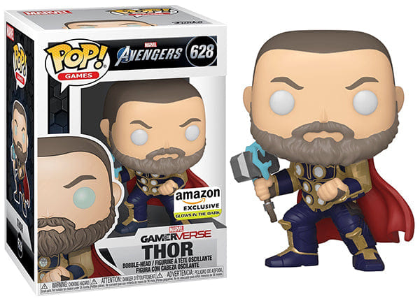 Funko Pop! Thor Glow in the Dark, GamerVerse, Avengers Game 628 - Amazon Exclusive Vinyl Figure in PopShield Protector