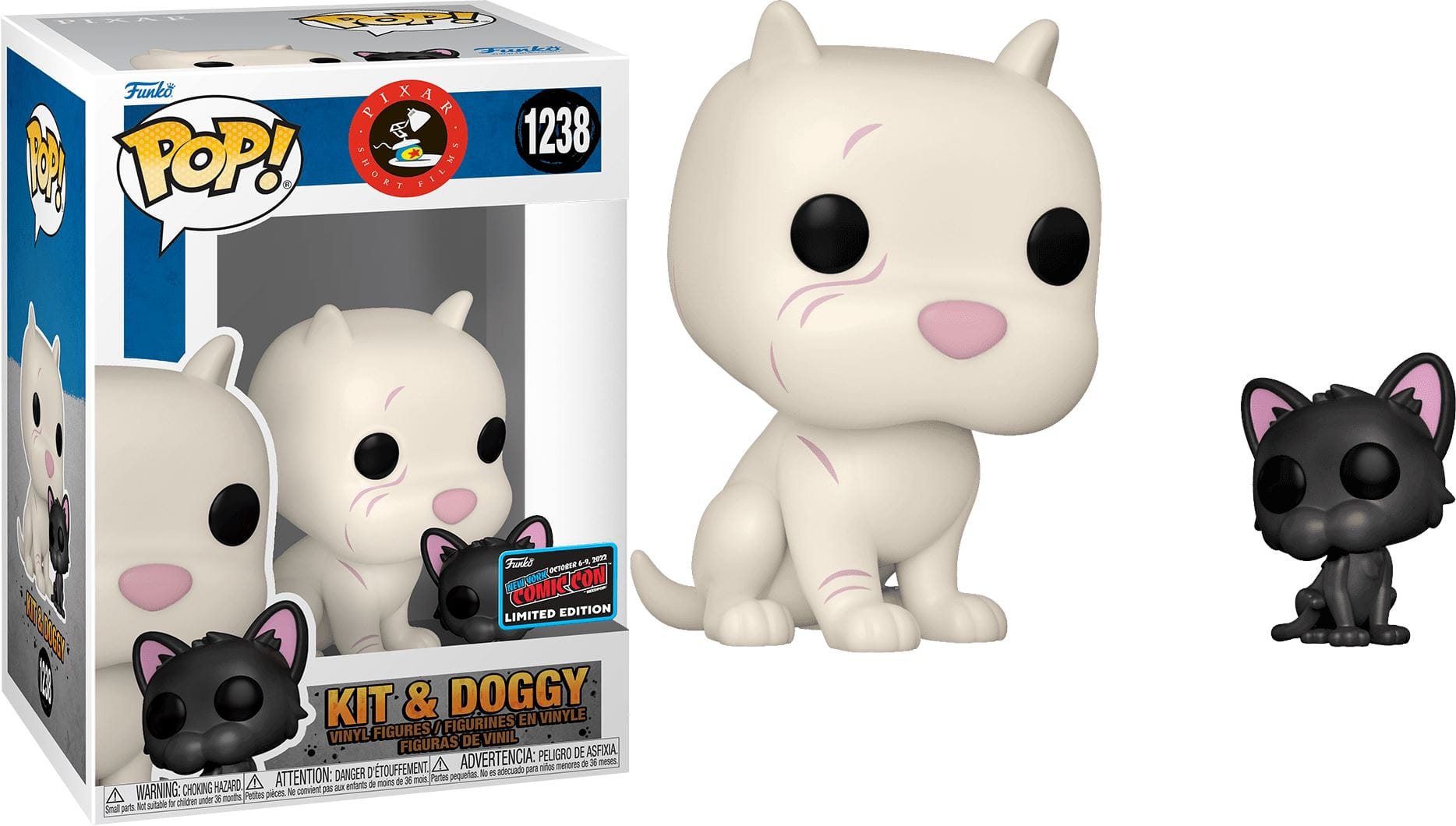 Funko (Light Box Damage) Pixar Short Films Kit and Doggy NYCC (Official Sticker) Exclusive Funko Pop! #1238