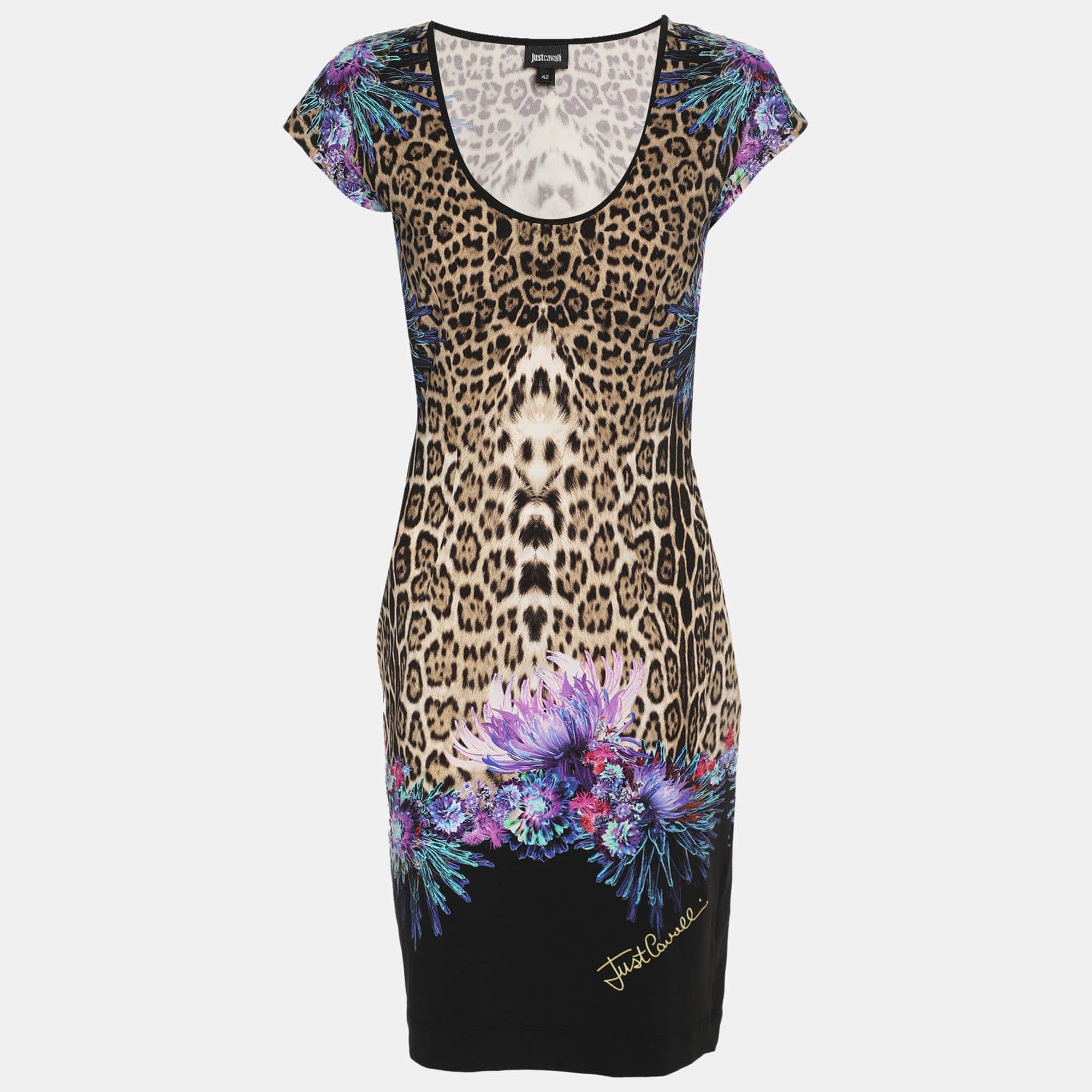 Just Cavalli Multicolor Stretch Satin Sleeveless Midi Dresses