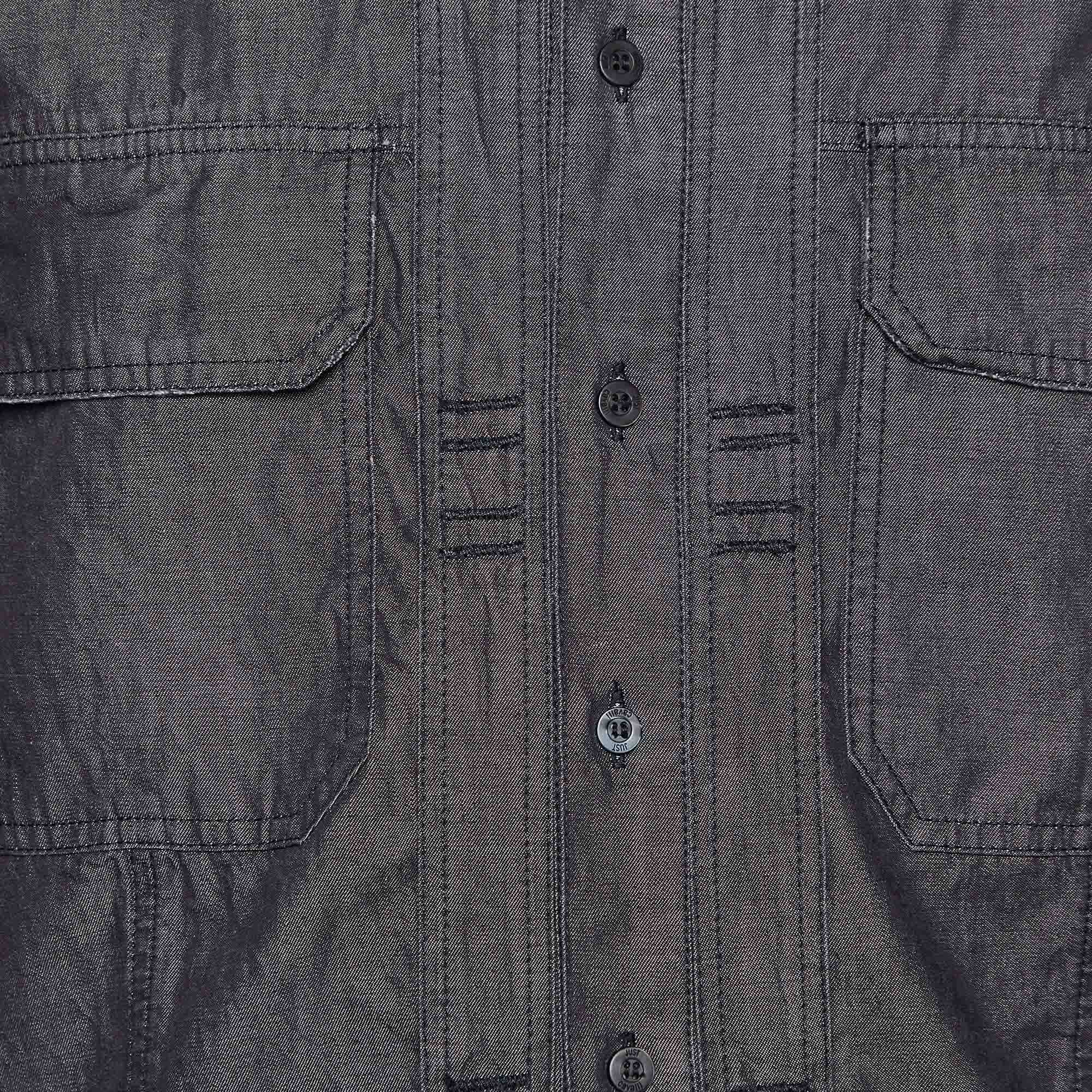 Just Cavalli Black Cotton Button Down Shirt