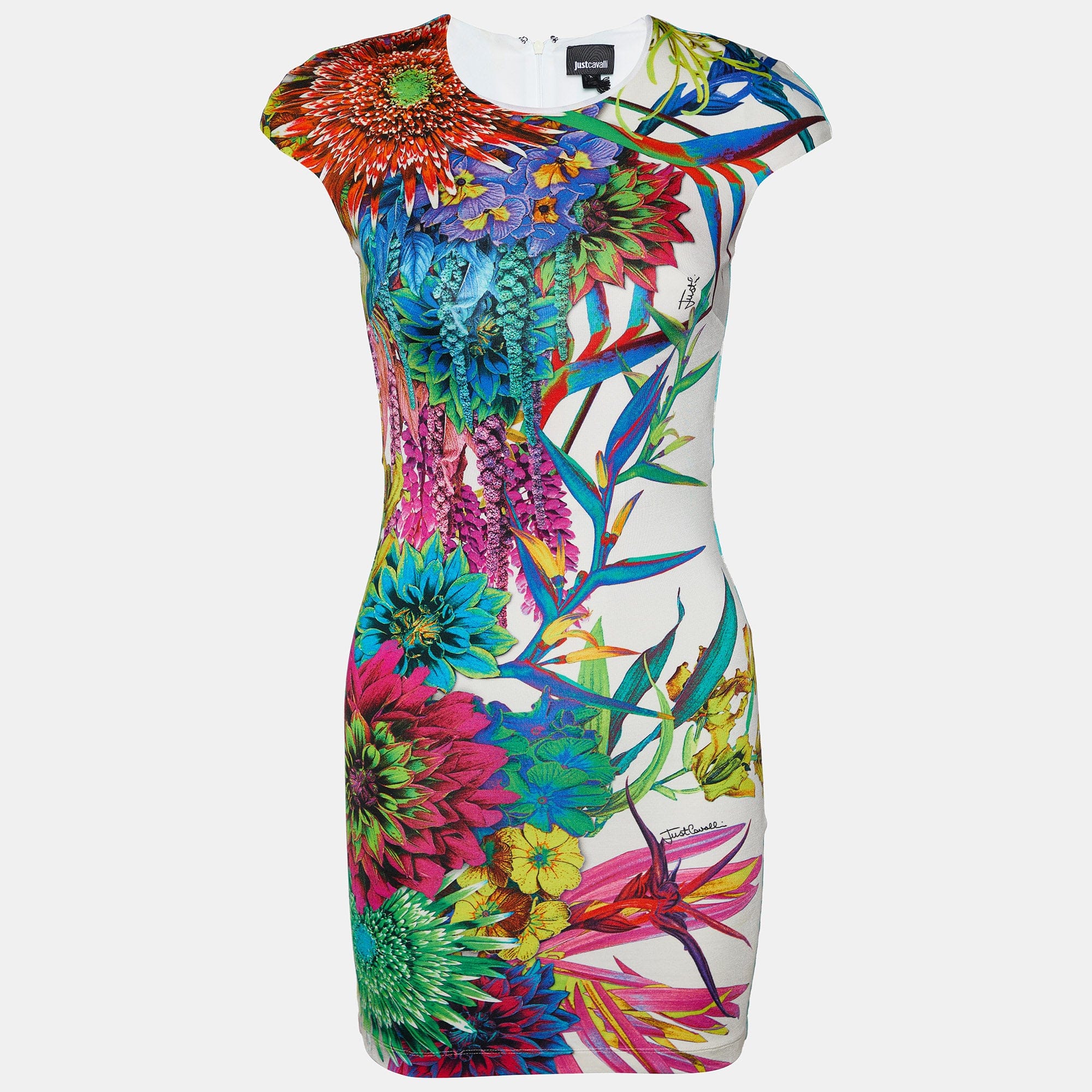 Just Cavalli White Printed Jersey Sheath Dress