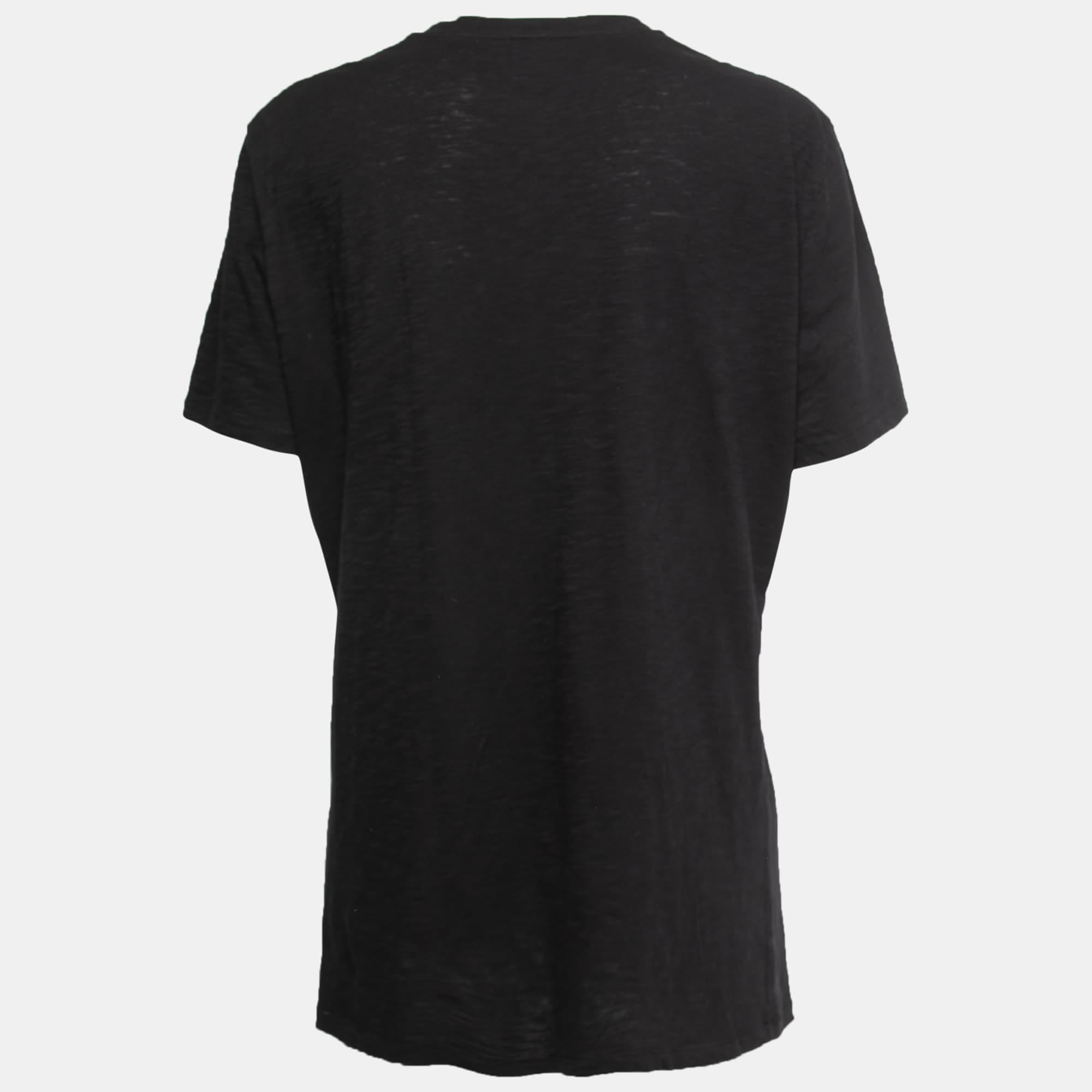 Just Cavalli Black Logo Print Cotton Crew Neck T - Shirt