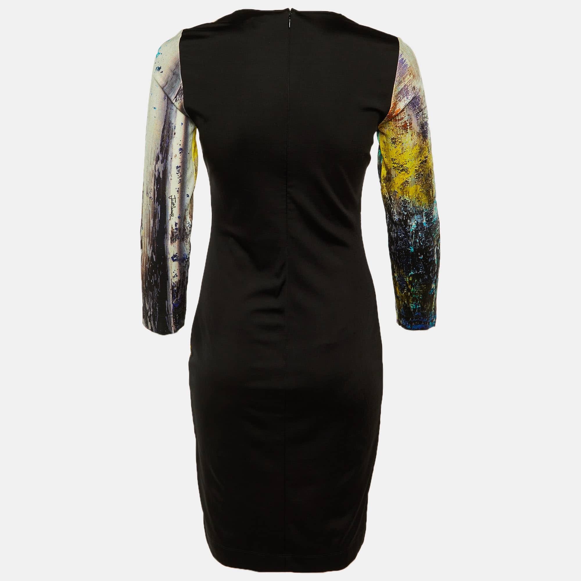 Just Cavalli Multicolor Bird Print Jersey Sheath Dress