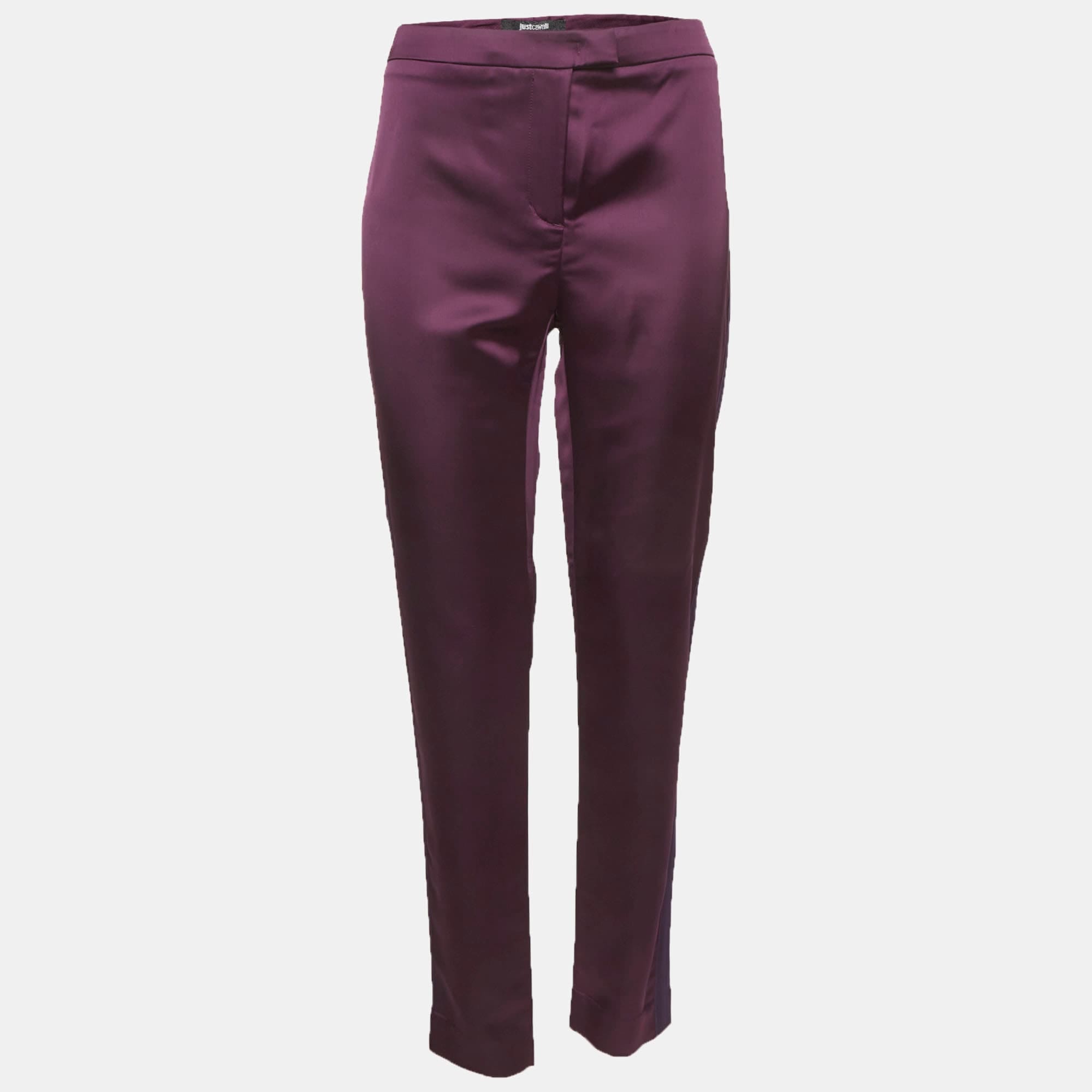 Just Cavalli Purple Satin Side Tape Trousers