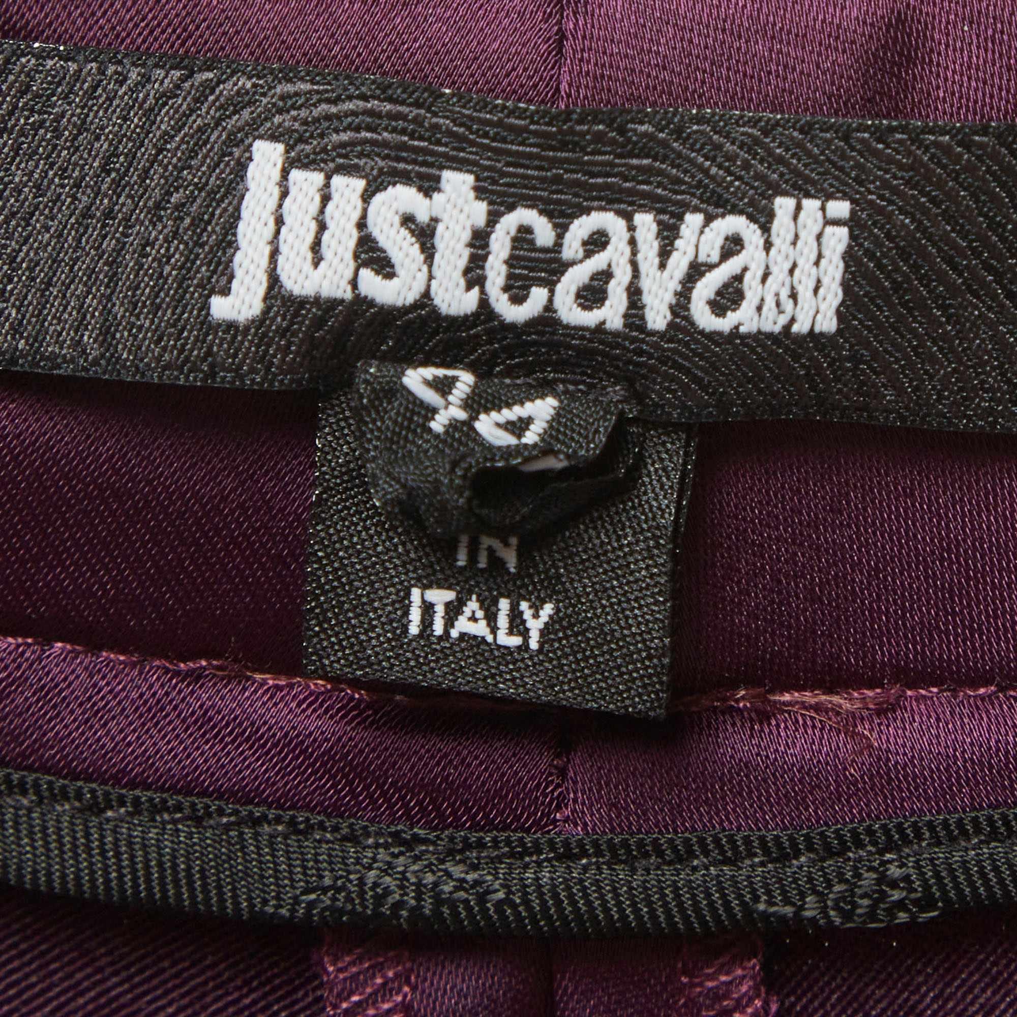 Just Cavalli Purple Satin Side Tape Trousers