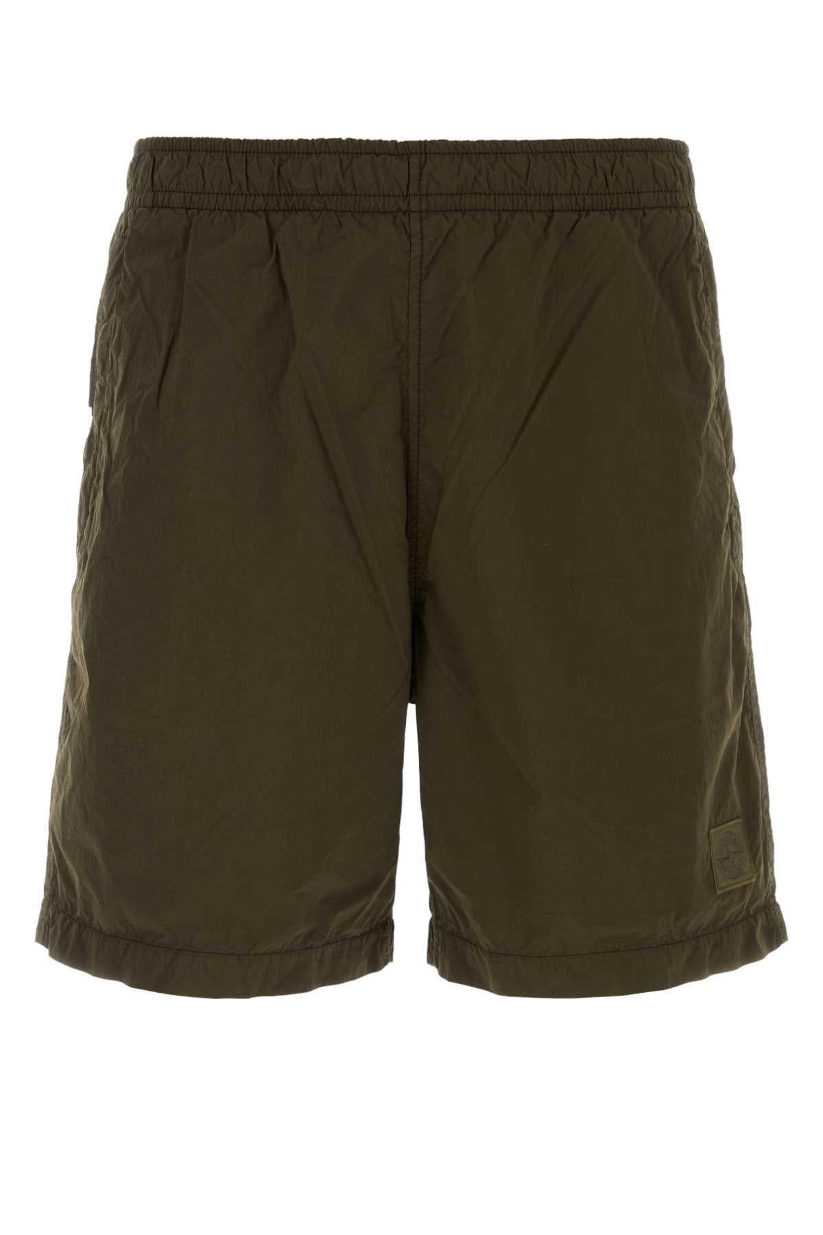 Stone Island Nylon Cargo Shorts — Green
