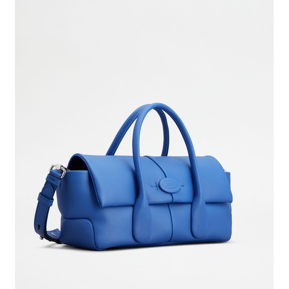 Tod's Tods Di Bag Reverse Flap In Leather Small Light Blue