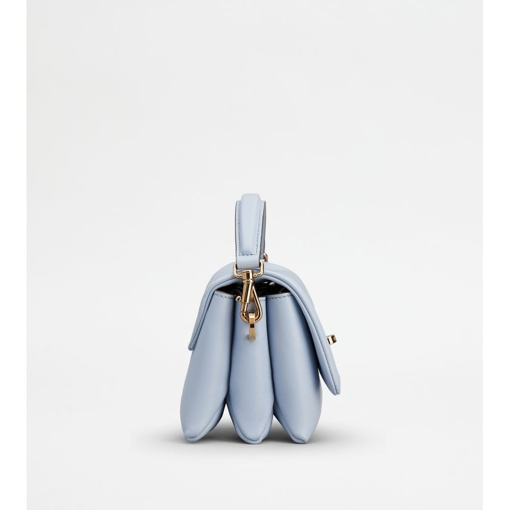 Tod's Tods T Timeless Flap Bag In Leather Micro Light Blue