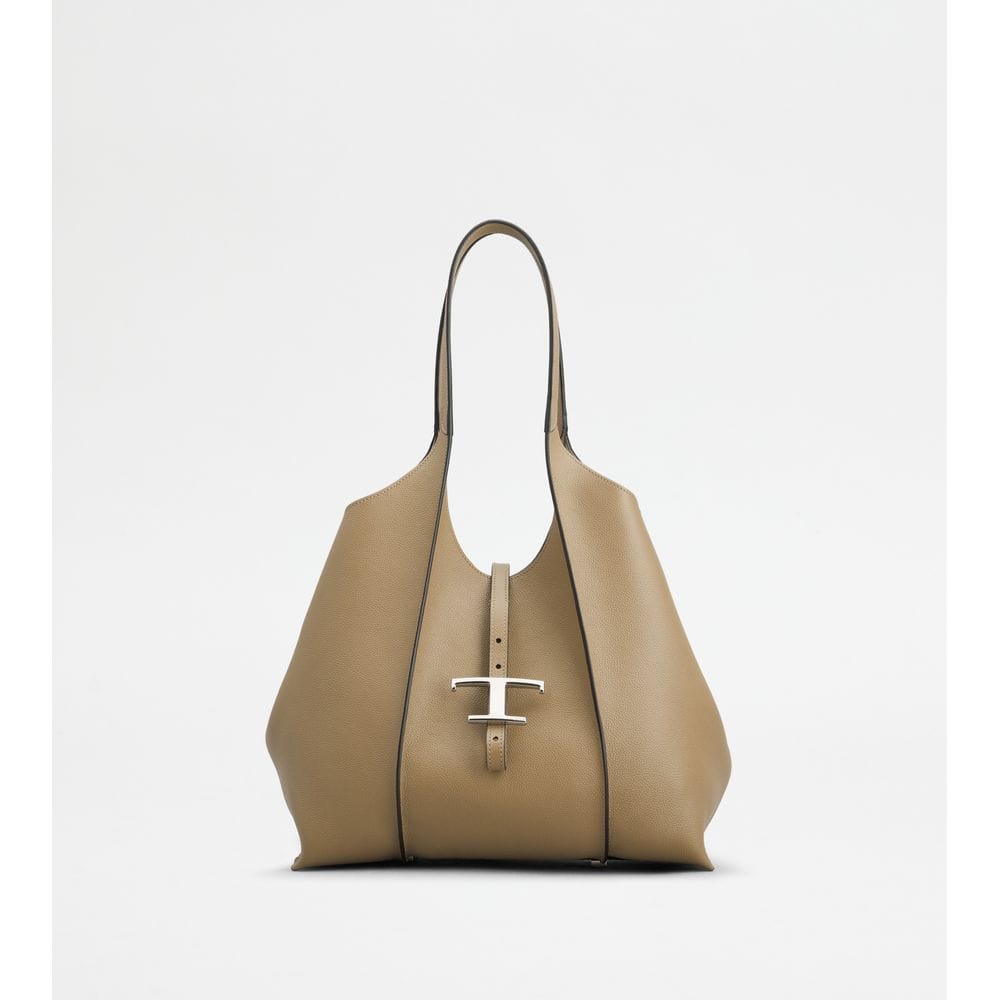 Tod's Tods T Timeless Shopping Bag In Leather Small Beige
