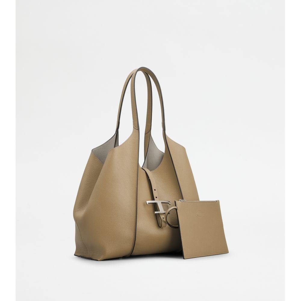 Tod's Tods T Timeless Shopping Bag In Leather Small Beige