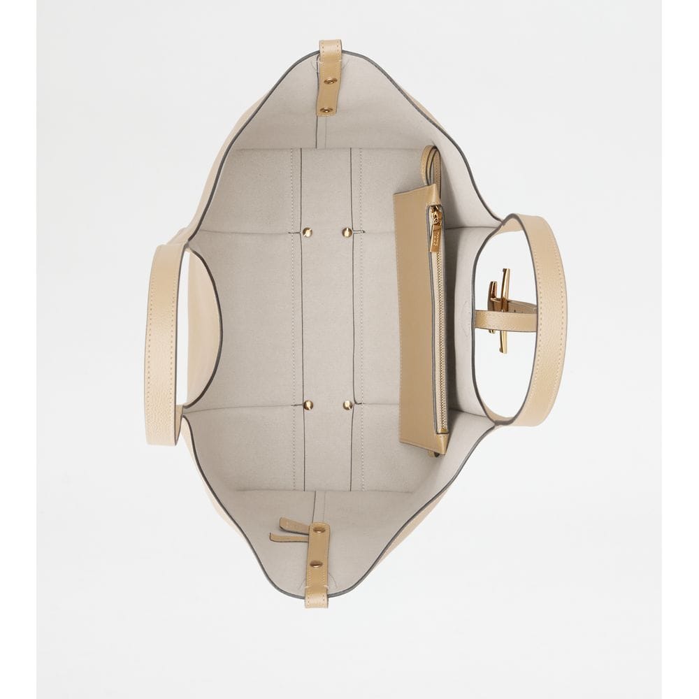Tod's Tods T Timeless Shopping Bag In Leather Small Beige