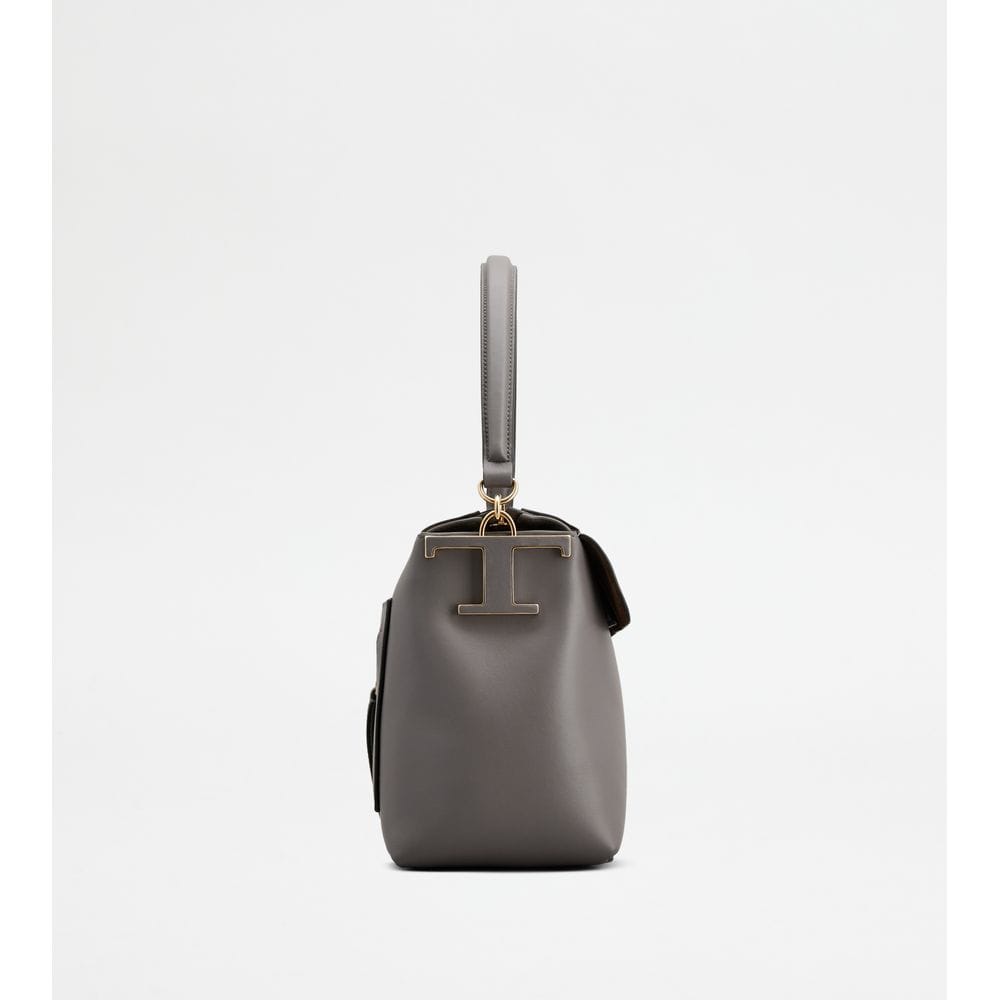 Tod's Tods T Case Bauletto In Leather Small Grey