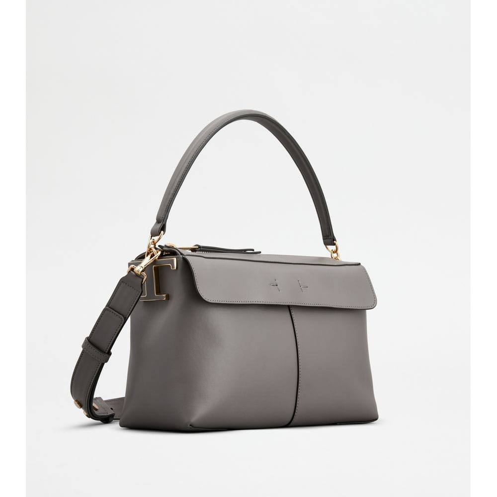 Tod's Tods T Case Bauletto In Leather Small Grey