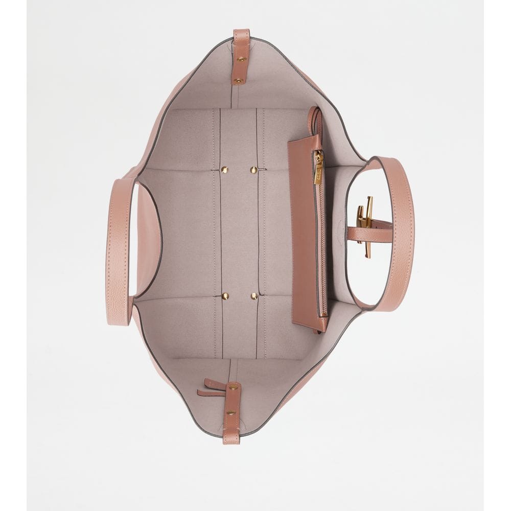 Tod's Tods T Timeless Shopping Bag In Leather Small Pink