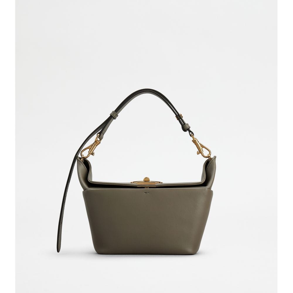 Tod's Tods T - Box Bag In Leather Mini Grey