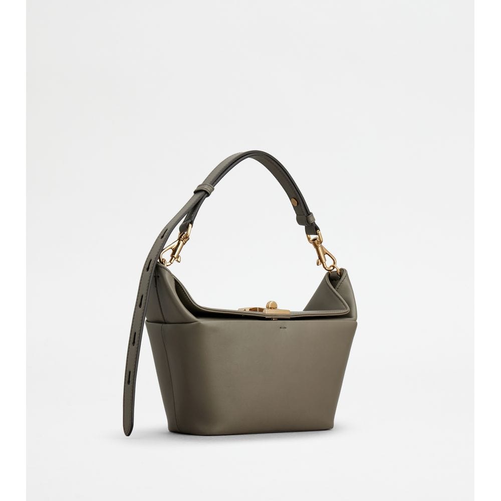 Tod's Tods T - Box Bag In Leather Mini Grey
