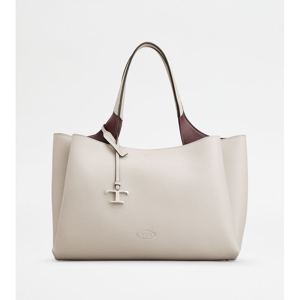 Tod's Tods Bag In Leather Medium Grey Burgundy