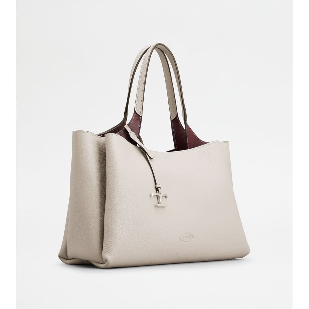 Tod's Tods Bag In Leather Medium Grey Burgundy
