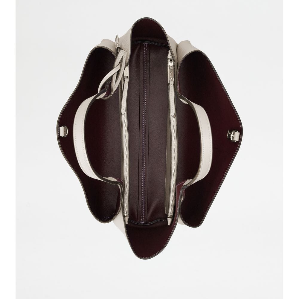 Tod's Tods Bag In Leather Medium Grey Burgundy
