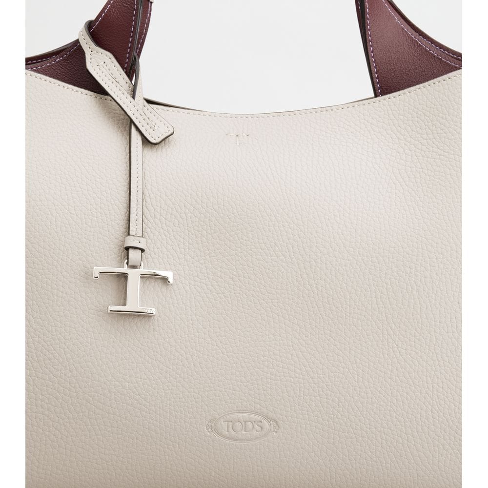 Tod's Tods Bag In Leather Medium Grey Burgundy