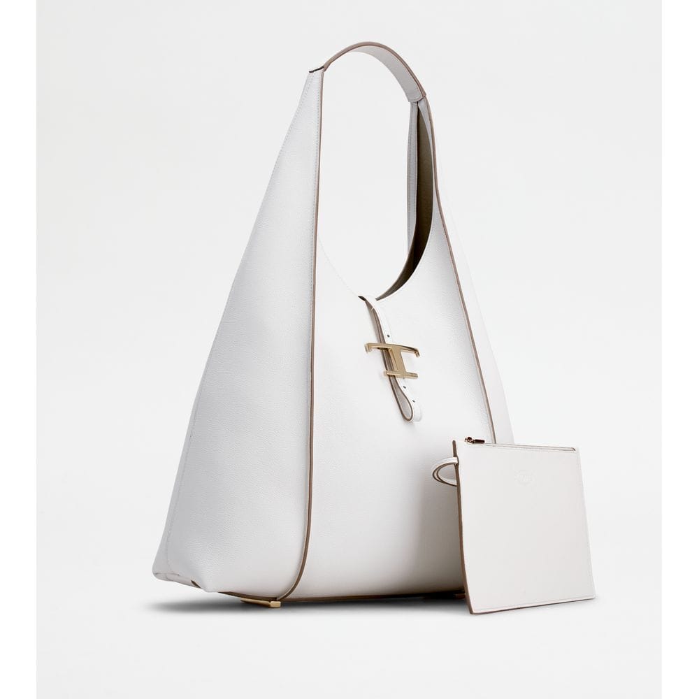 Tod's Tods T Timeless Hobo Bag In Leather Large White