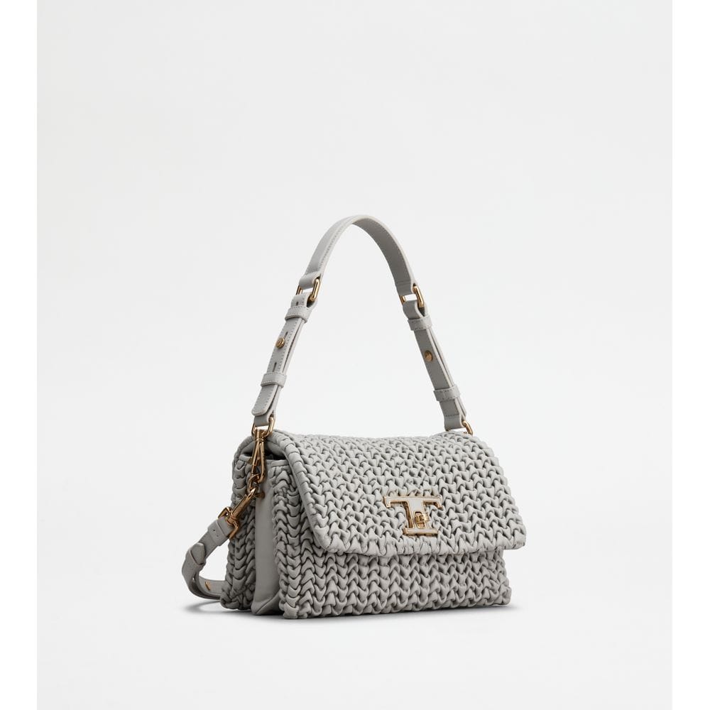 Tod's Tods T Timeless Flap Bag In Leather Mini Grey