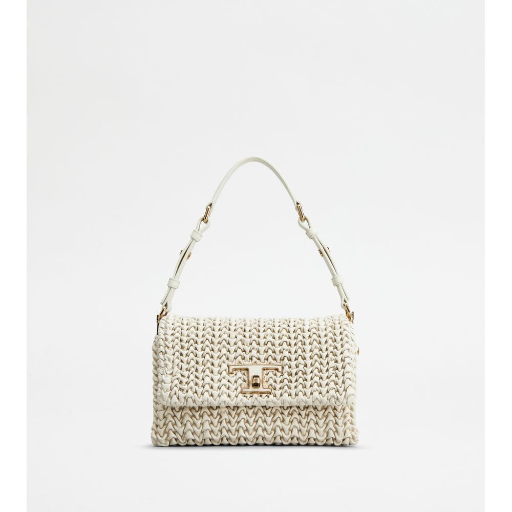 Tod's Tods T Timeless Flap Bag In Leather Mini Off White