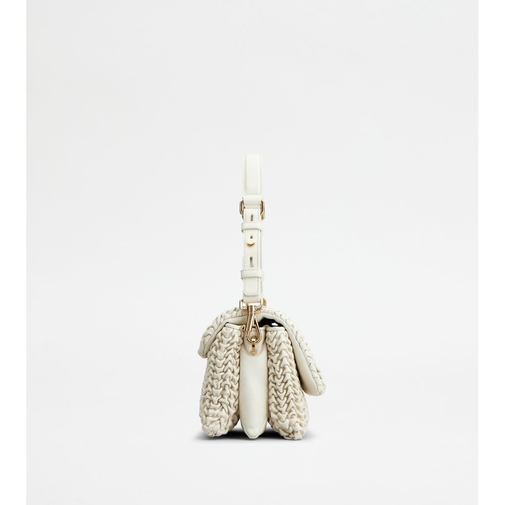 Tod's Tods T Timeless Flap Bag In Leather Mini Off White