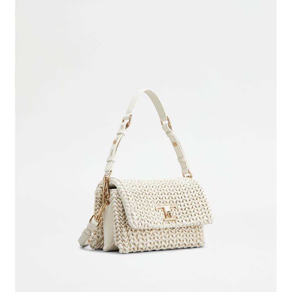 Tod's Tods T Timeless Flap Bag In Leather Mini Off White