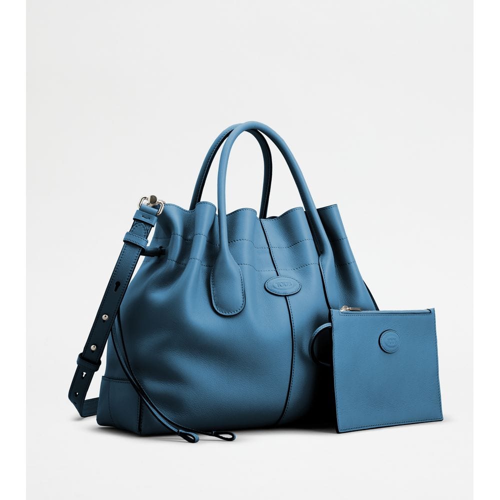 Tod's Tods Di Bag In Leather Small With Drawstring Light Blue