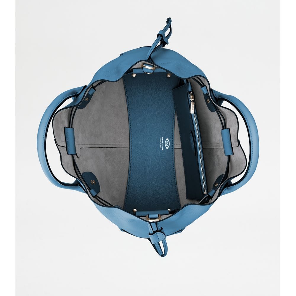 Tod's Tods Di Bag In Leather Small With Drawstring Light Blue