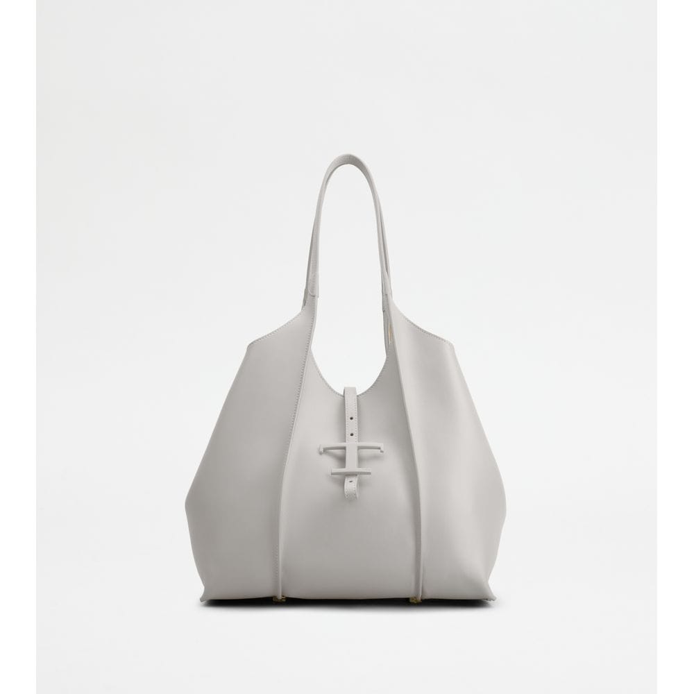 Tod's Tods T Timeless Shopping Bag In Leather Small Grey