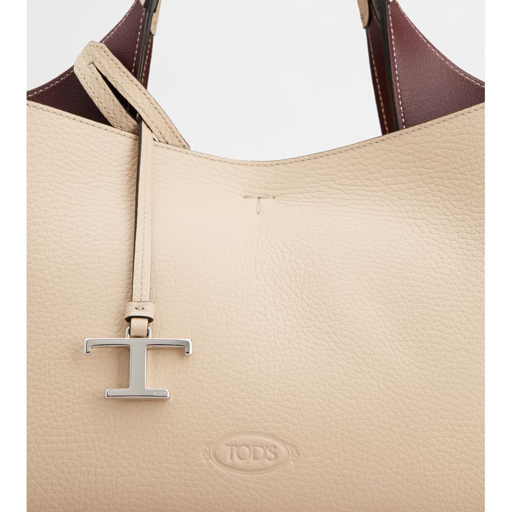 Tod's Tods Bag In Leather Mini Natural Burgundy