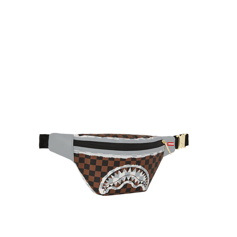 Spray Ground Cream And Brown Tear Check Savvy Crossbody - Brown