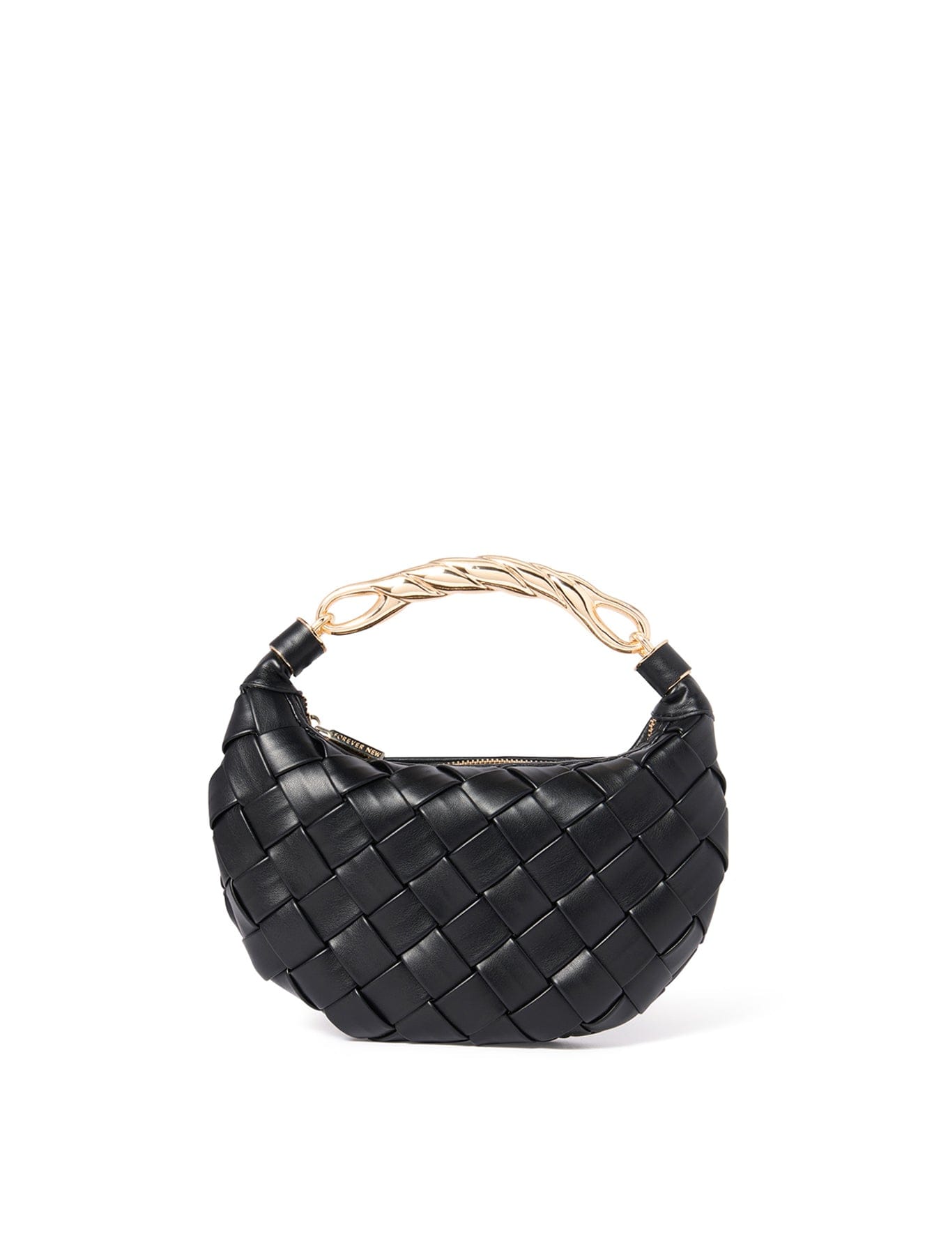 Forever New Willa Weave Metal Handle Crossbody Bag Black