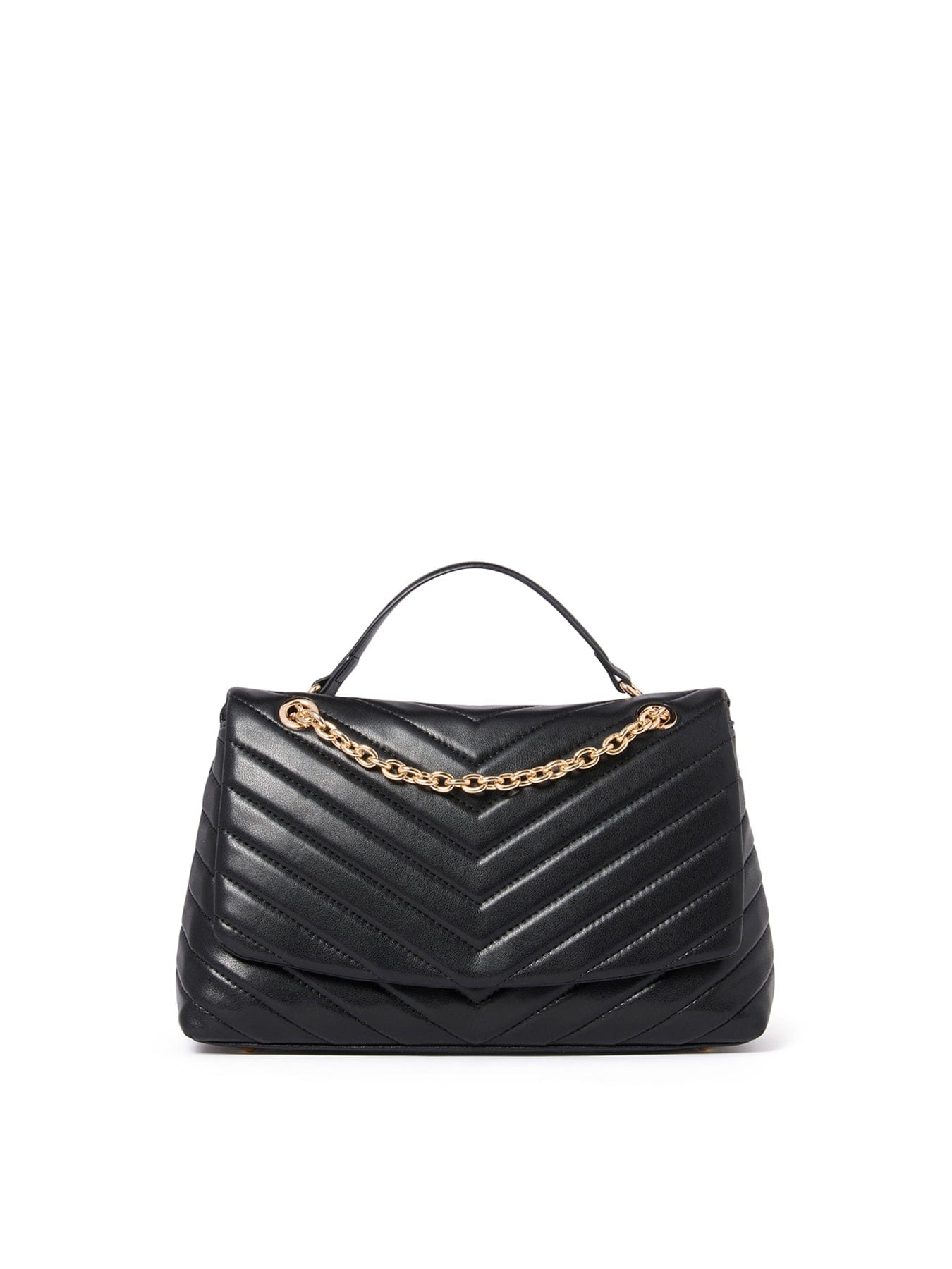 Forever New Kai Quilted Chain Crossbody Bag Black