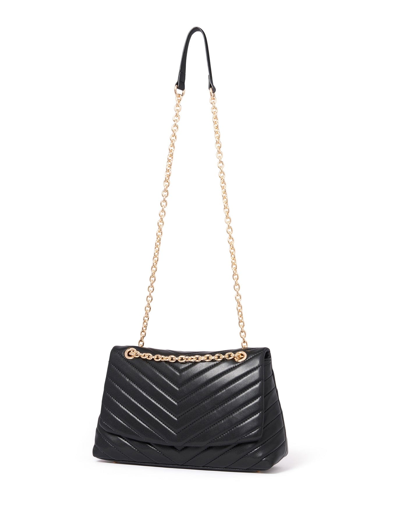 Forever New Kai Quilted Chain Crossbody Bag Black