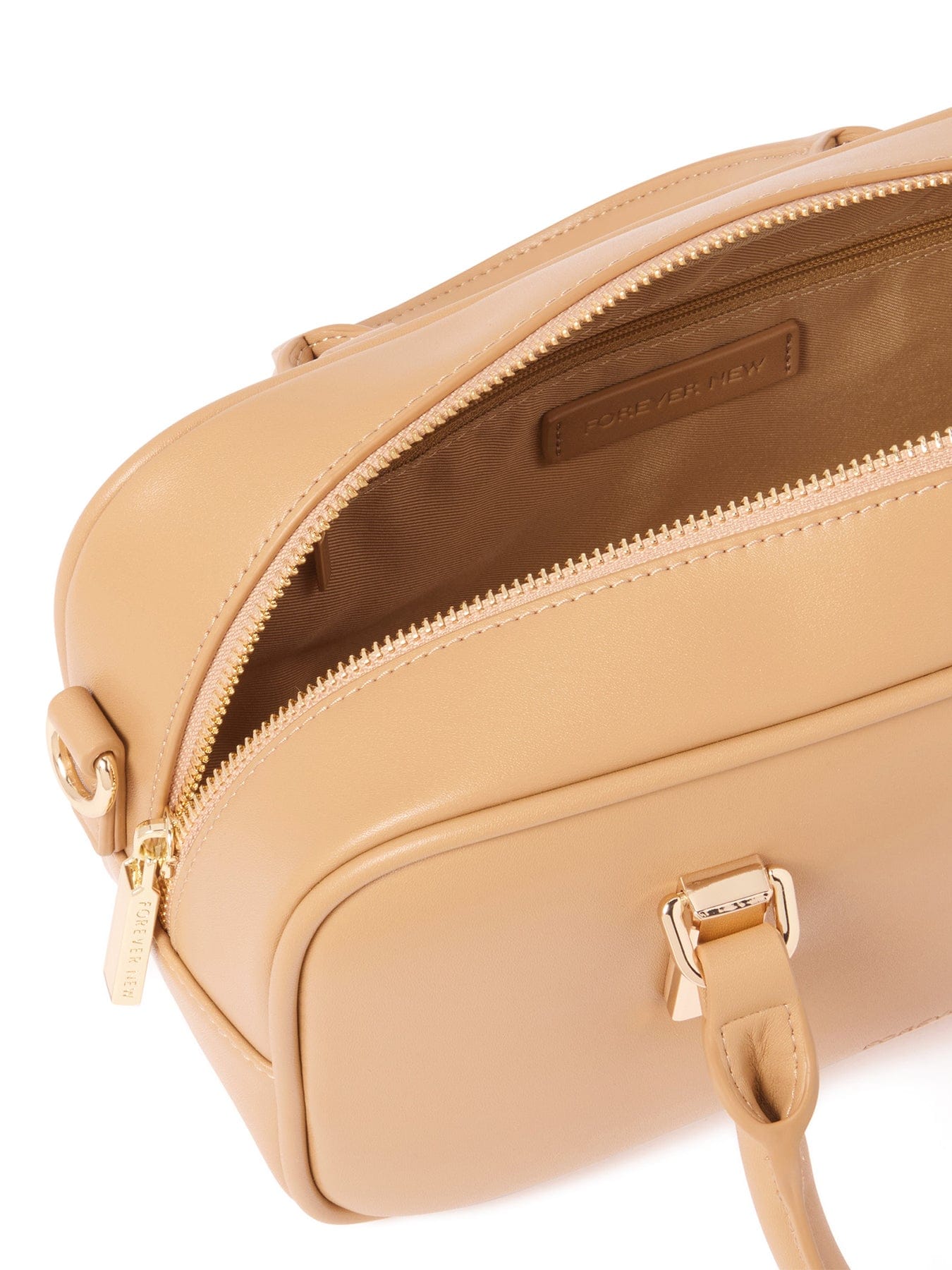 Forever New Signature Terri Metal Trim Barrel Crossbody Bag Brown